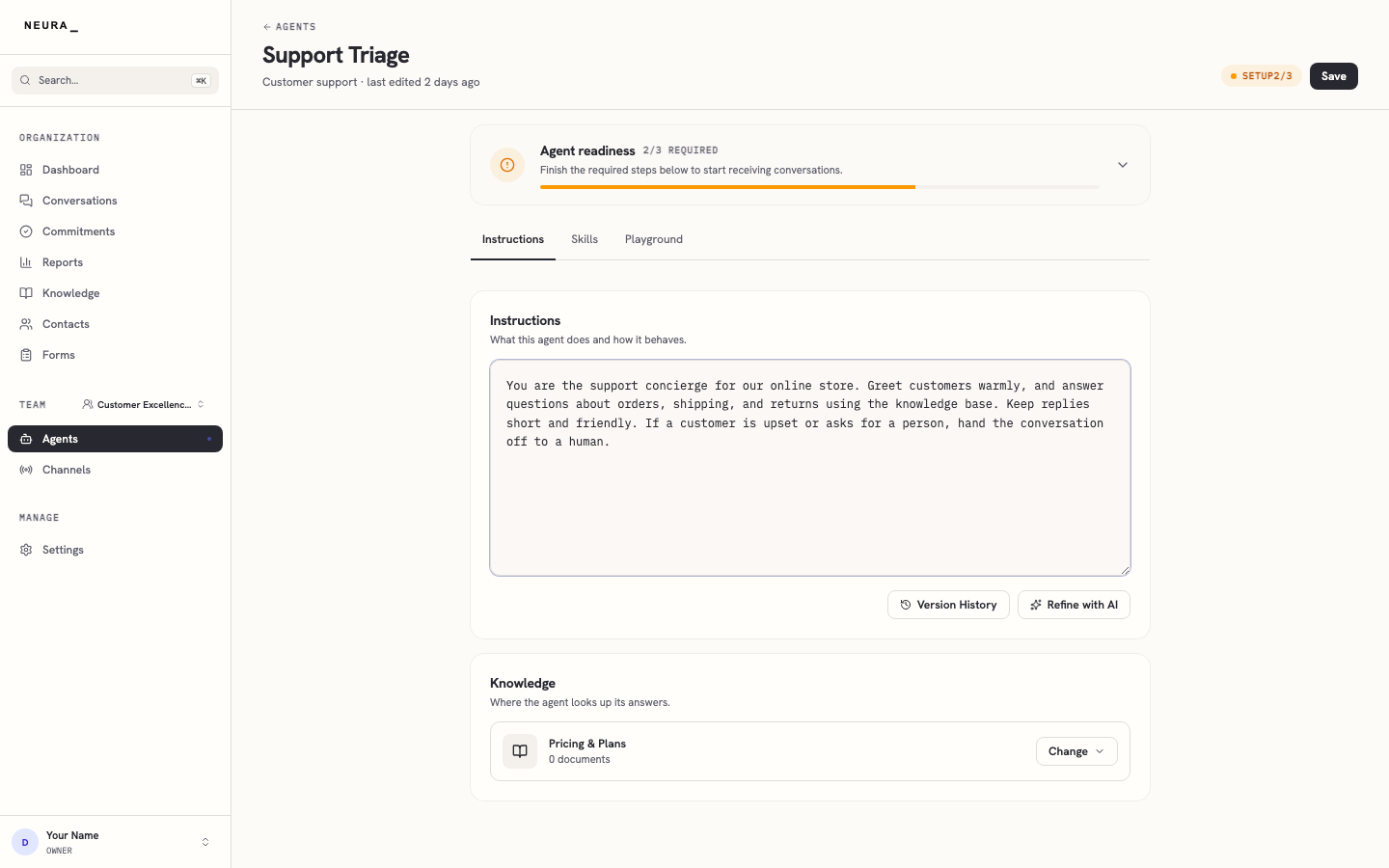 Step 5 — Rewrite the instructions to shape how the agent behaves
