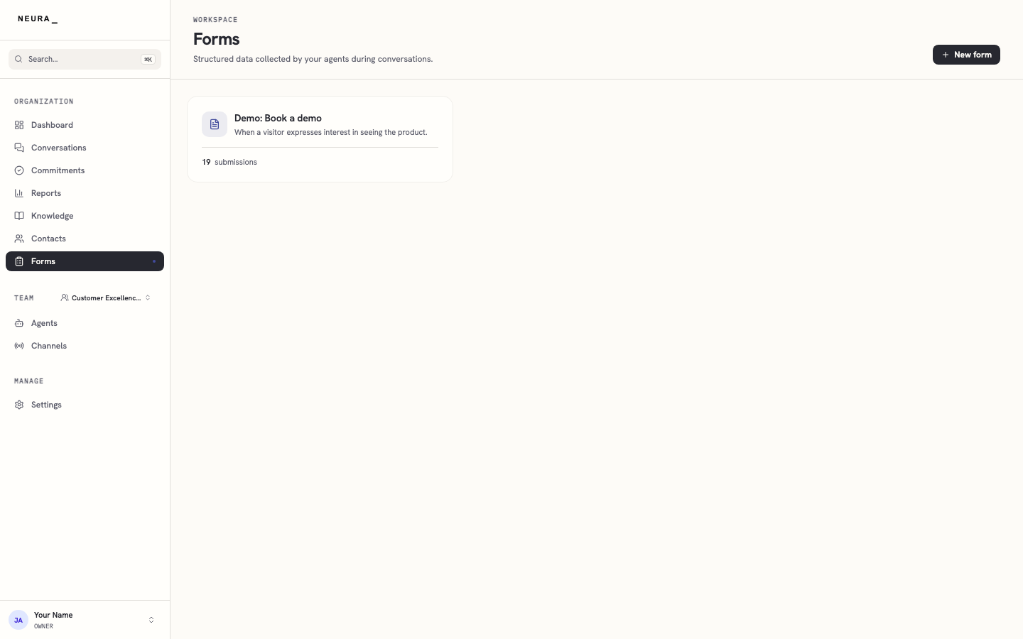 Step 1 — Open Forms from the sidebar.