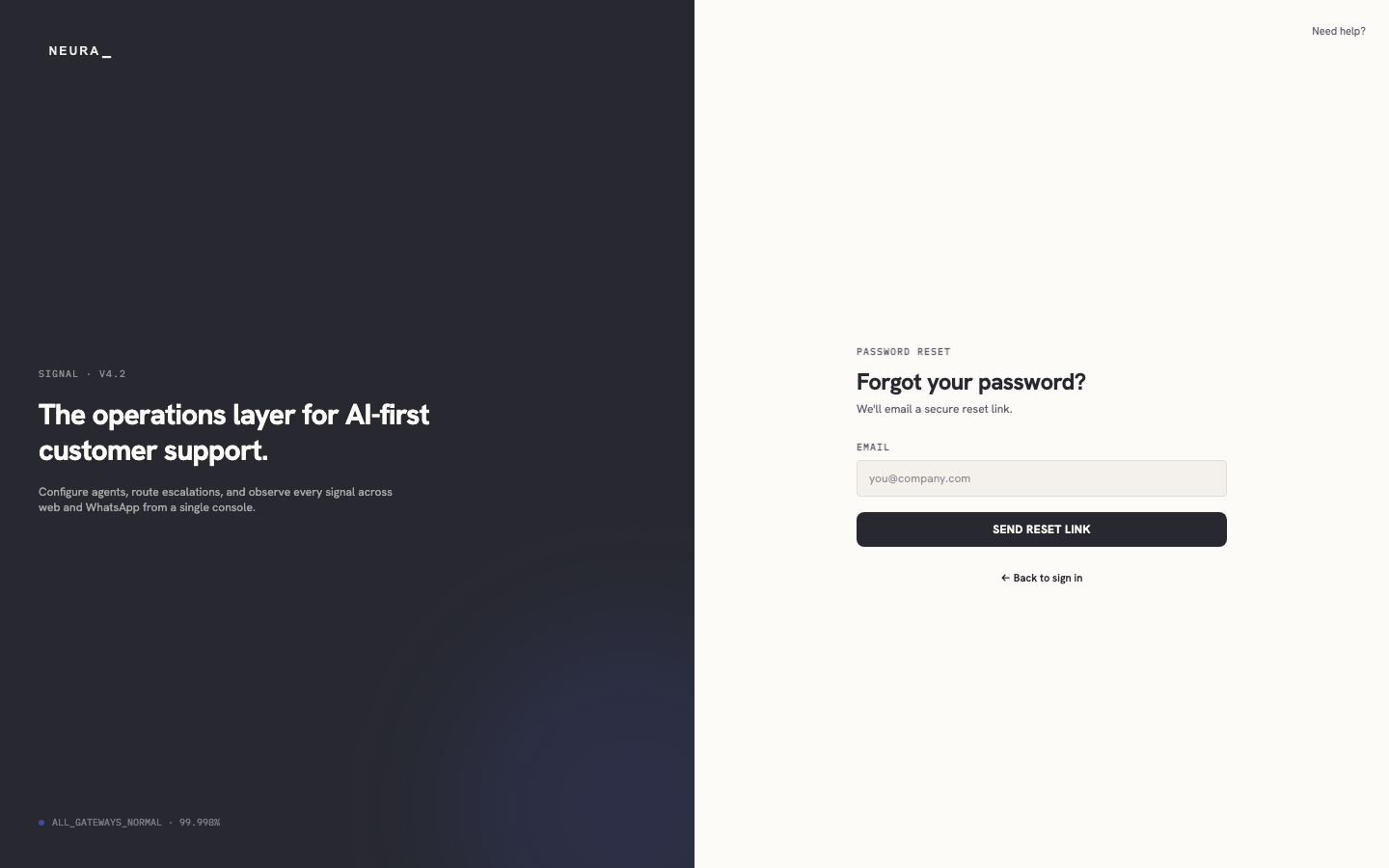 Step 1 — Forgot your password page