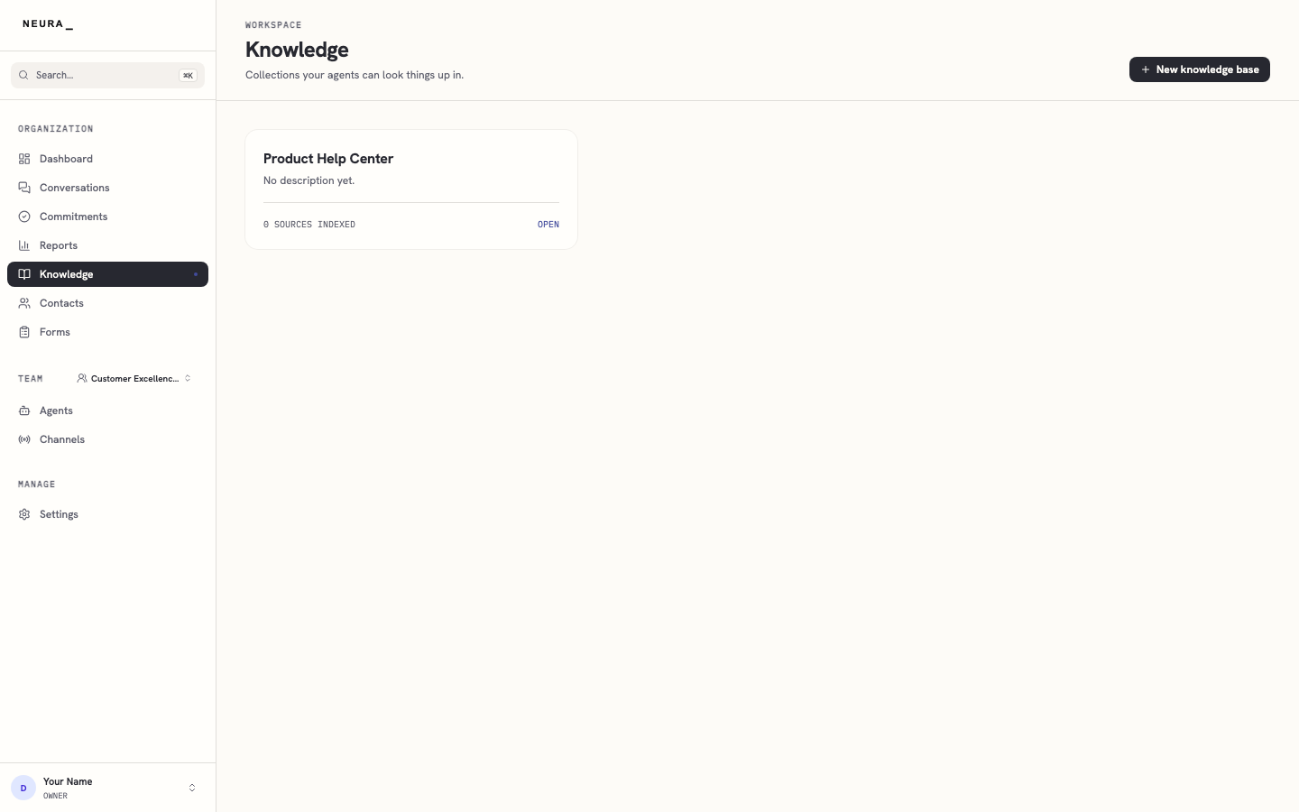 Step 1 — Open the Knowledge page.
