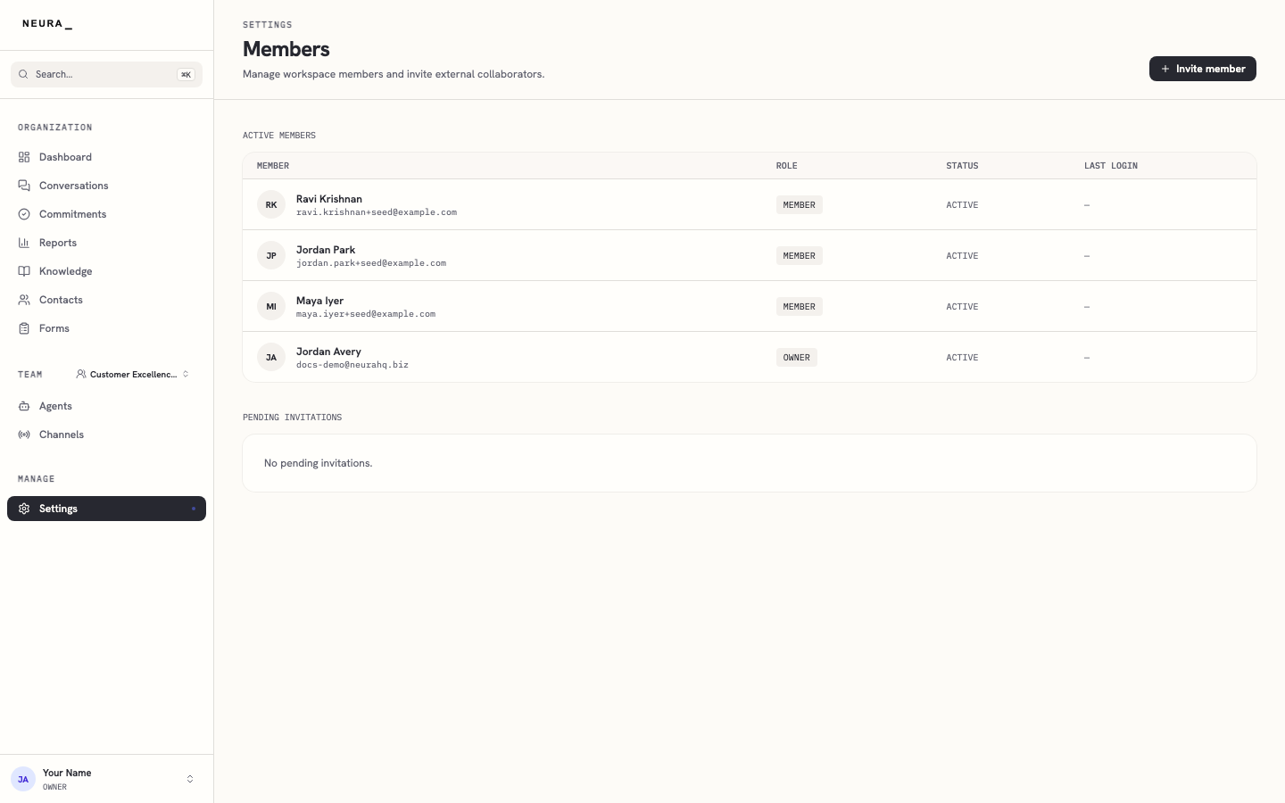 Step 2 — Review your current members and pending invitations.