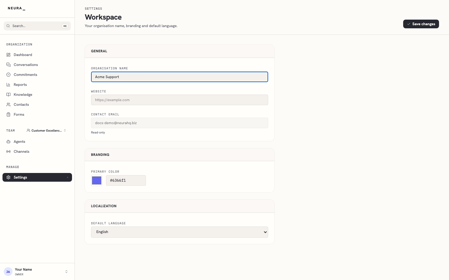 Step 3 — Update your organisation name.